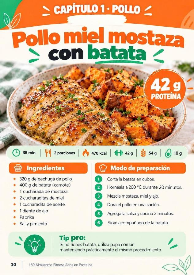 Receta pollo miel mostaza con batata