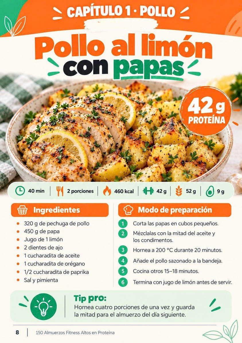 Receta pollo al limón con papas